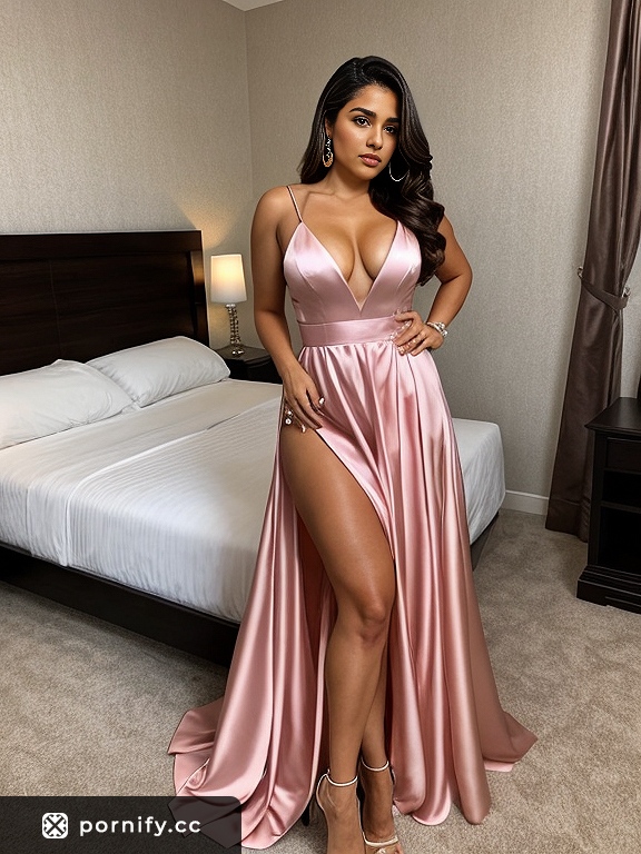 Hispanic Beauty in Fancy Dress on Bed 🛏️🔥