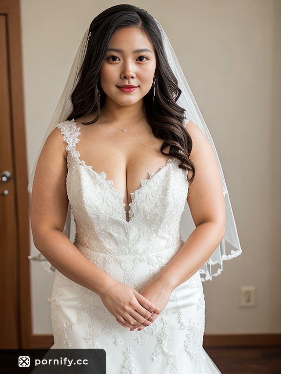 Asian Bride in Wedding Dress - Curvy Bedroom Pose 💒👰‍♀️🔥