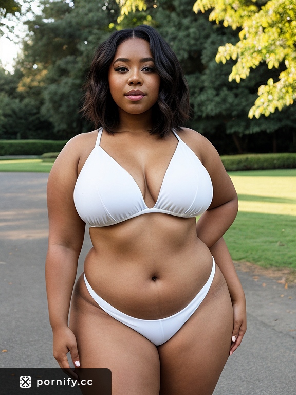 Curvy Ebony Beauty - Natural Park Pose 🌳🔥