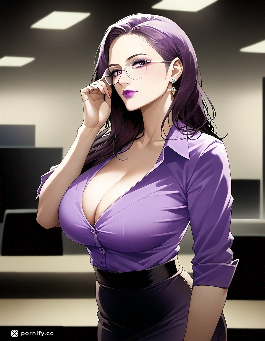 Anime Secretary Food Tease - Big Round Breasts Back View 👩‍💼🍒🍣
