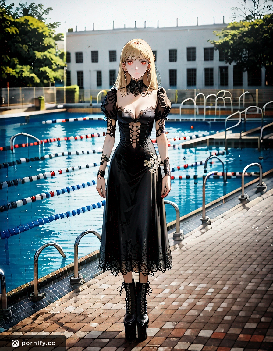 Goth Blonde Babe Poolside 🌊🖤