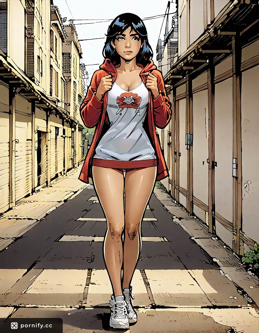 Anime Girl Hoodie Shirt Lift - Olive Skin & Long Hair 🌟👚