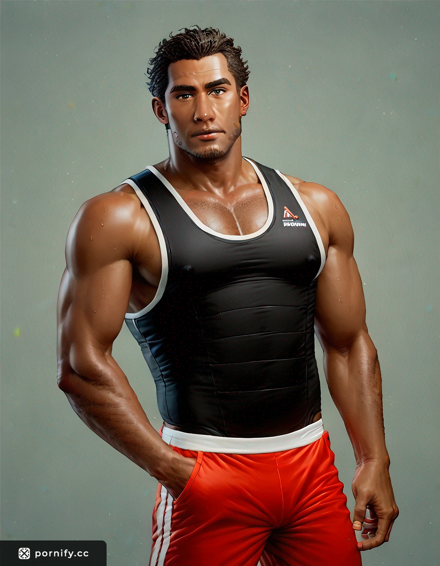 Muscular Tanned Man in Studio Massage Pose 💆‍♂️🔥