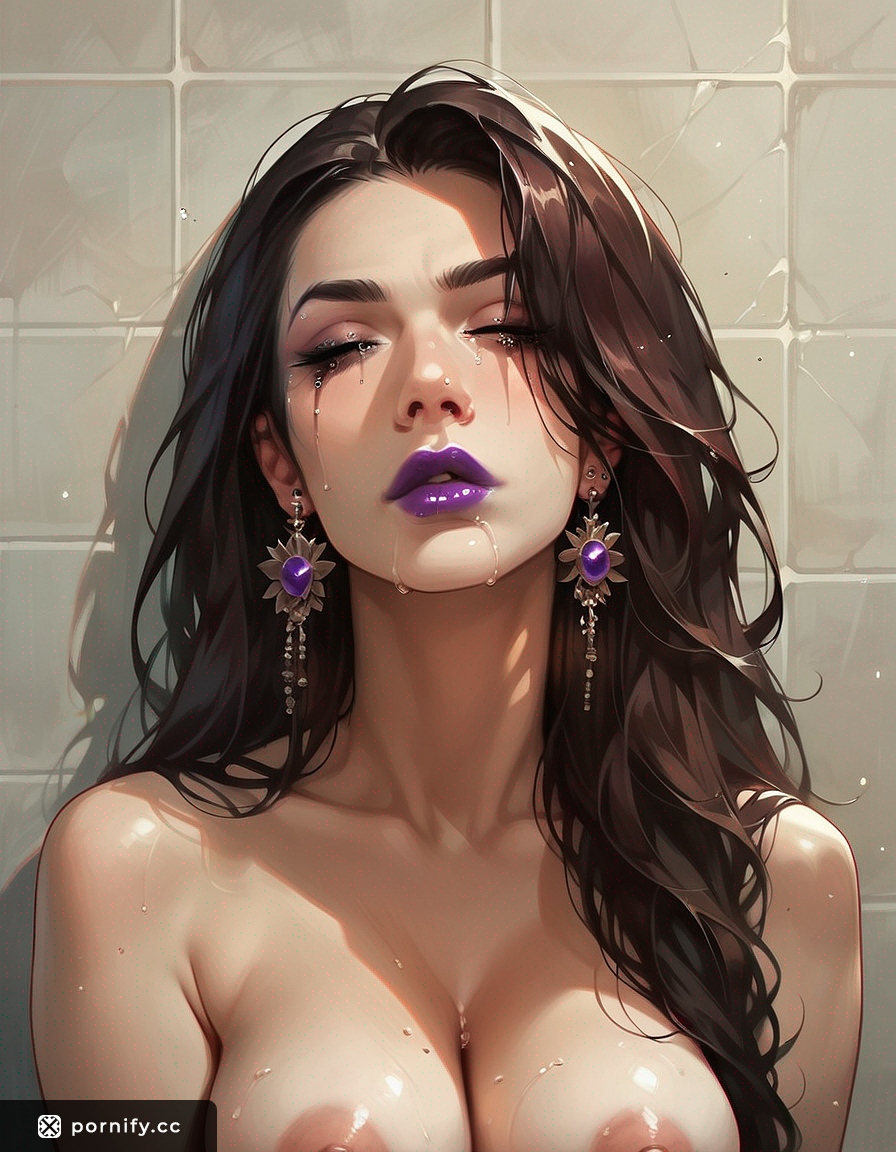Hispanic Brunette Back View in Bathroom 💜🚿