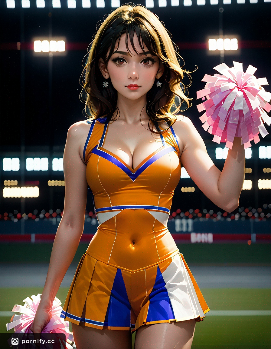 Anime Cheerleader 3D Animation - Medium Breasts Front View 🎀🤖