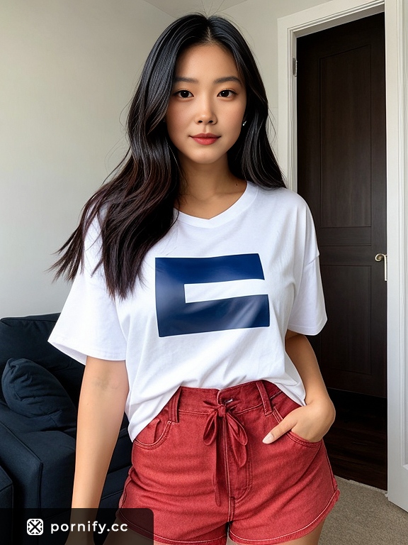 Asian Beauty in Oversized Shirt - Back View 🔥👚
