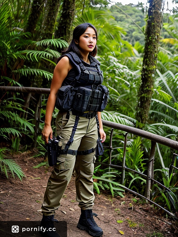 Asian Adventurer Back View - Big Breasts Christmas Theme 🎄🔥