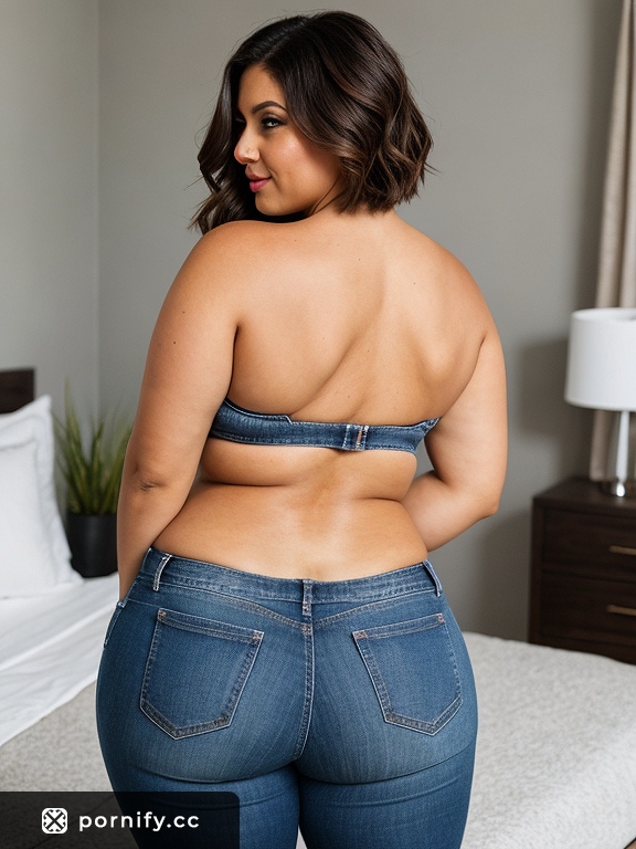 Curvy Brunette in Jeans - Sexy Back View 🛏️👖
