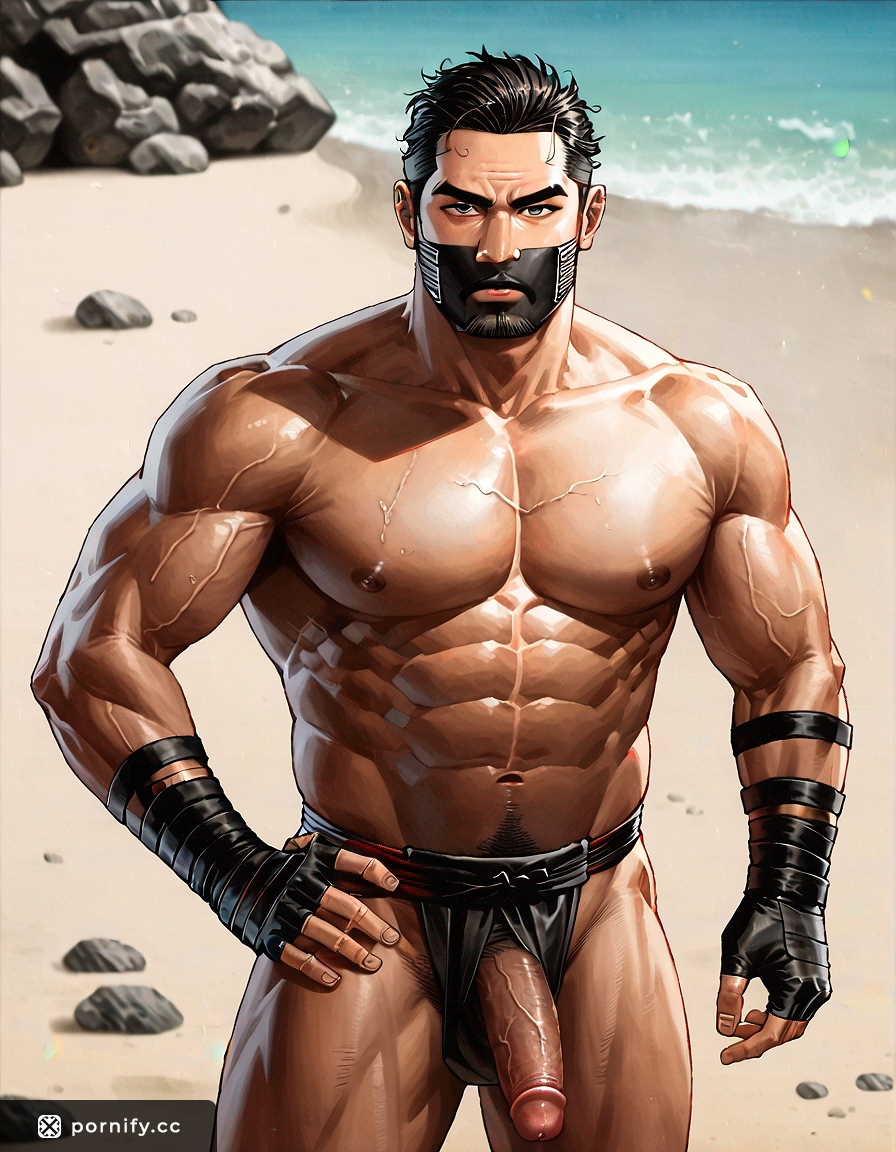 Fit Asian Ninja Beach Straddle 🔥🏖️🗡️