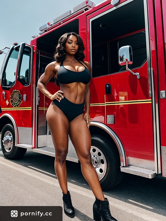 Muscular Ebony Firefighter Back View 🔥💪🏿