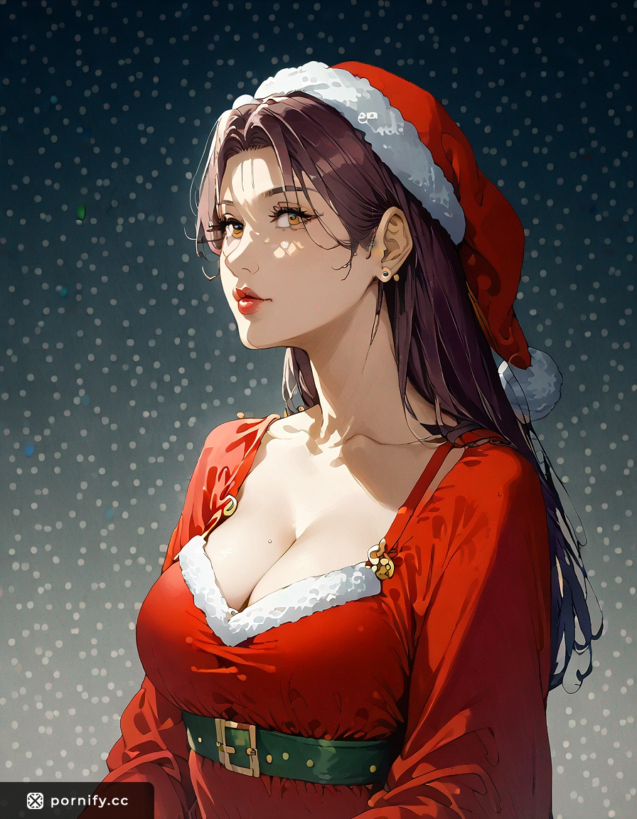 Festive Anime Girl Food Tease - Poncho Back View 🎄🍓