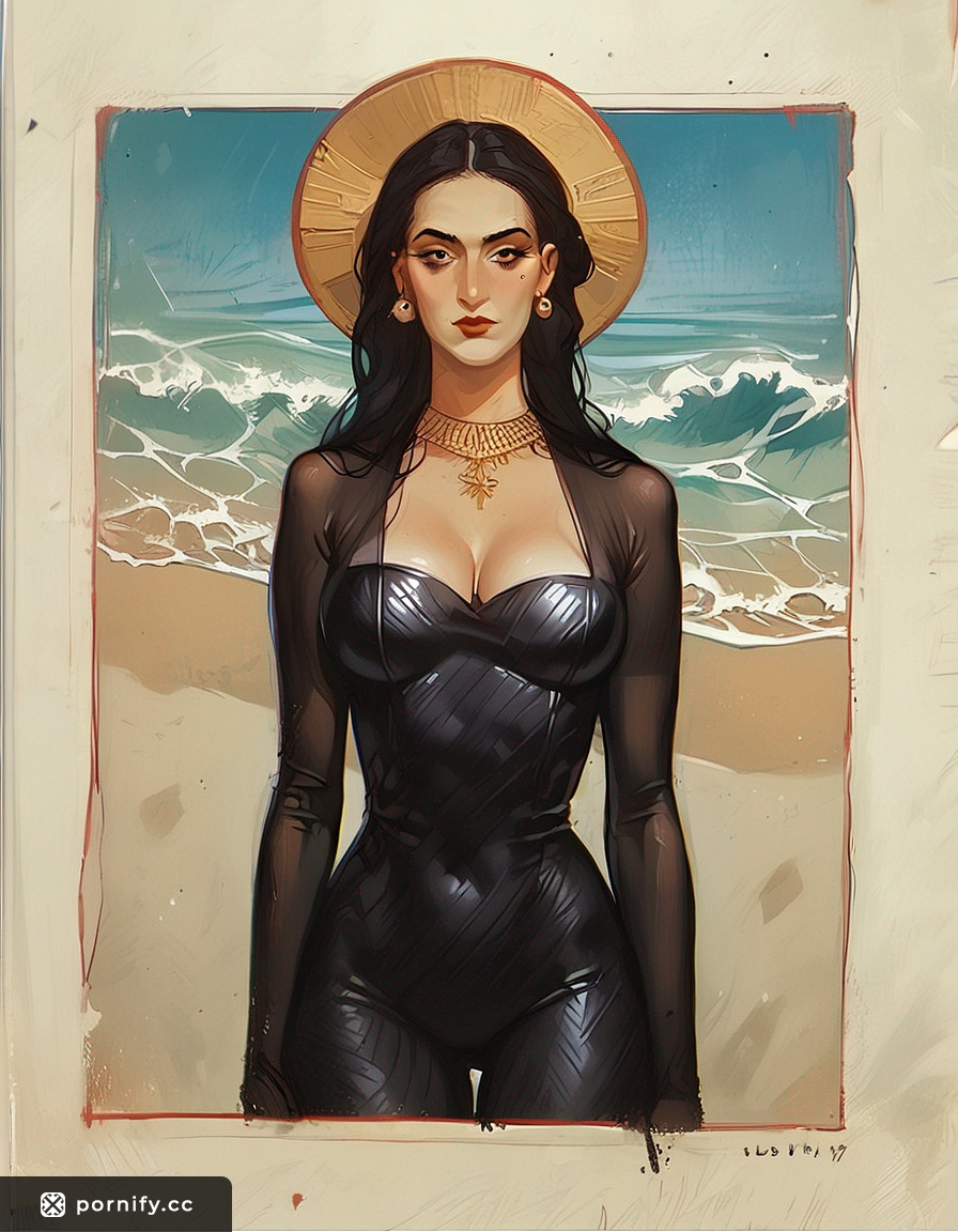 Hispanic MILF in Trench Coat - Beach Back View 👙🌊