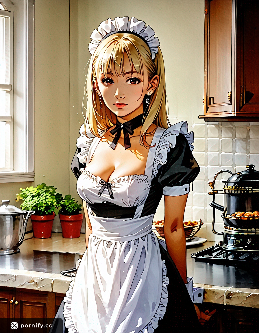 Tanned Asian Maid Blonde Bangs Shirtlift 🍑👗