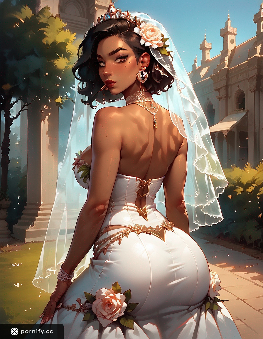 Ebony Bride in Wedding Dress Back View 🌿👰🏿‍♀️