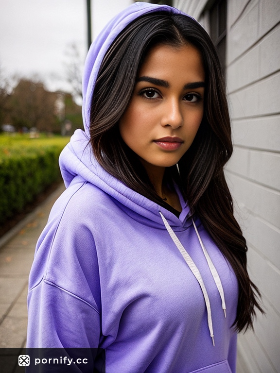 Hispanic Brunette in Hoodie - Sexy Back View 🛏️💜