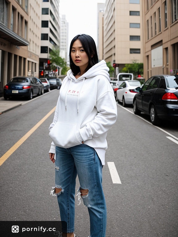 Asian Beauty in Hoodie - Sexy Back View 🌟👱‍♀️🔥