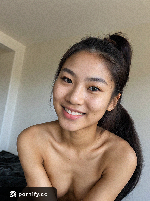 Sultry Korean Teen with Ponytail and Cum-Covered Face