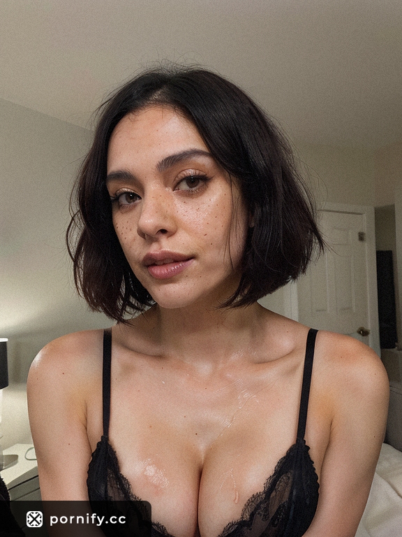Black Bob Hair Freckled Beauty in Lingerie 💋🏙️
