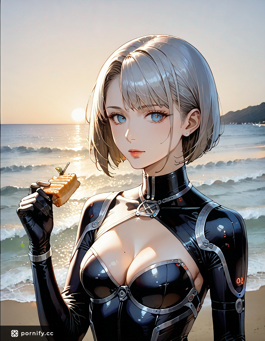 Latex Bob Cut Beach Tease 🏖️👙🔥