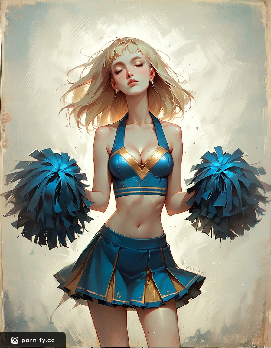 Blonde Cheerleader Poolside Pose 🏊‍♀️🔥
