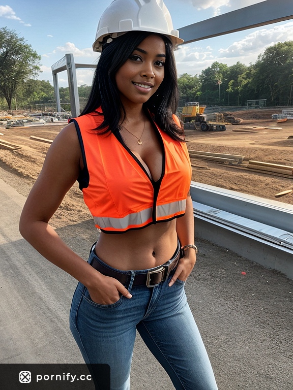 Ebony Construction Worker Back View 👷🏿‍♀️🔥