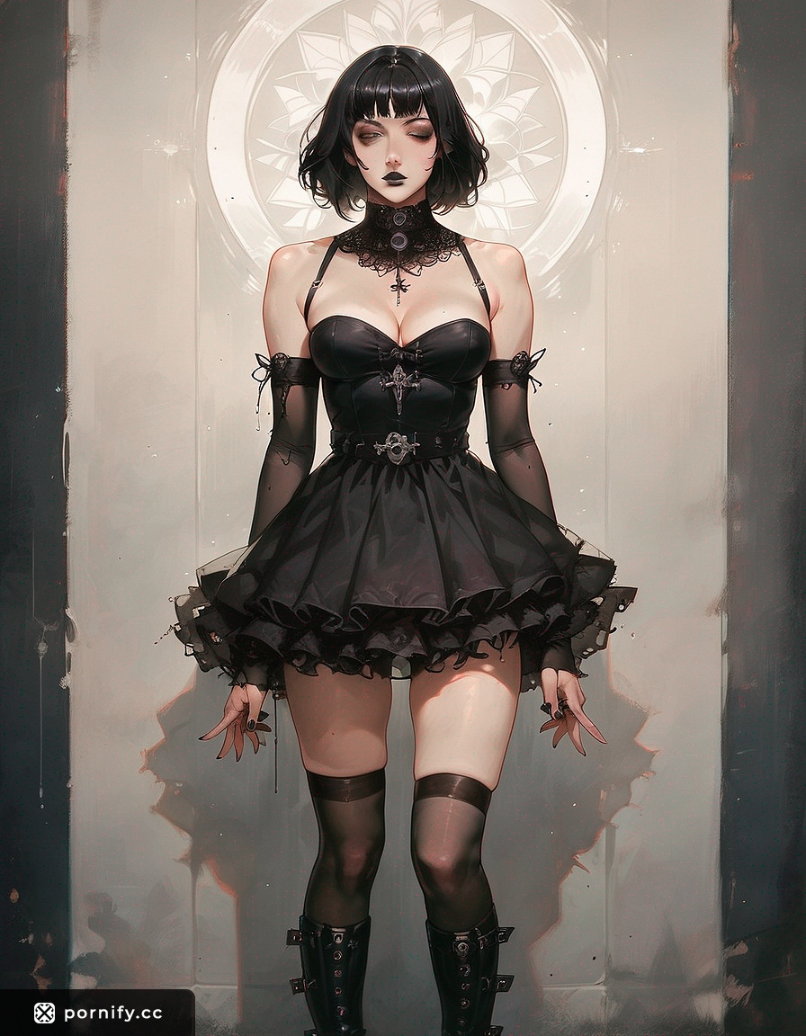 Goth Girl in Bathroom - Slim AI Hentai Art
