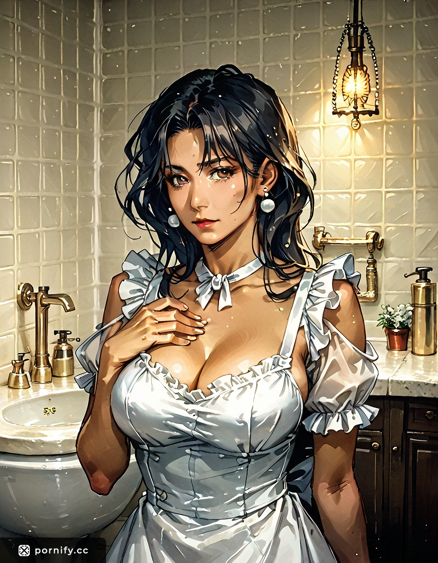 Anime MILF Maid in Bathroom - Slim & Sexy 🌟👗