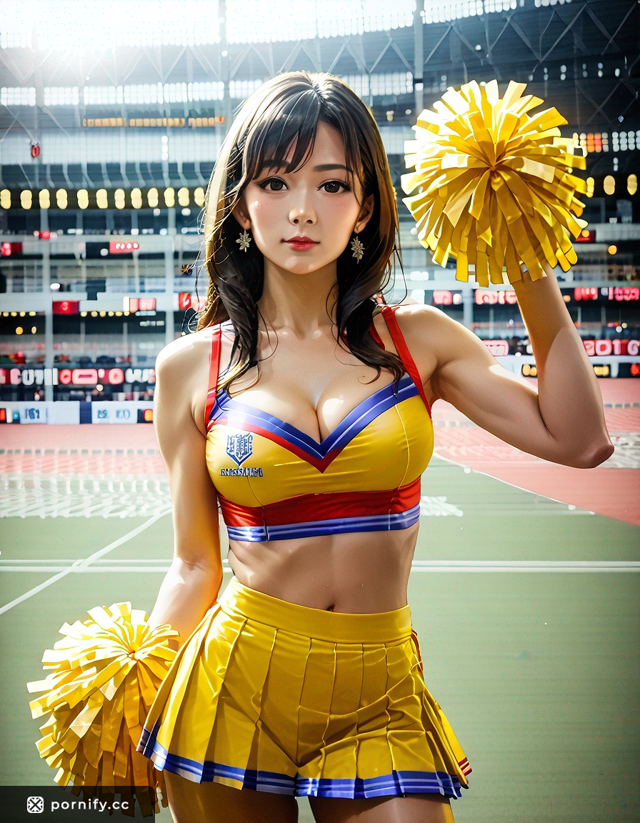 Anime Cheerleader Asian Beauty - Slim Fair Skin & Black Hair 🎀🌸