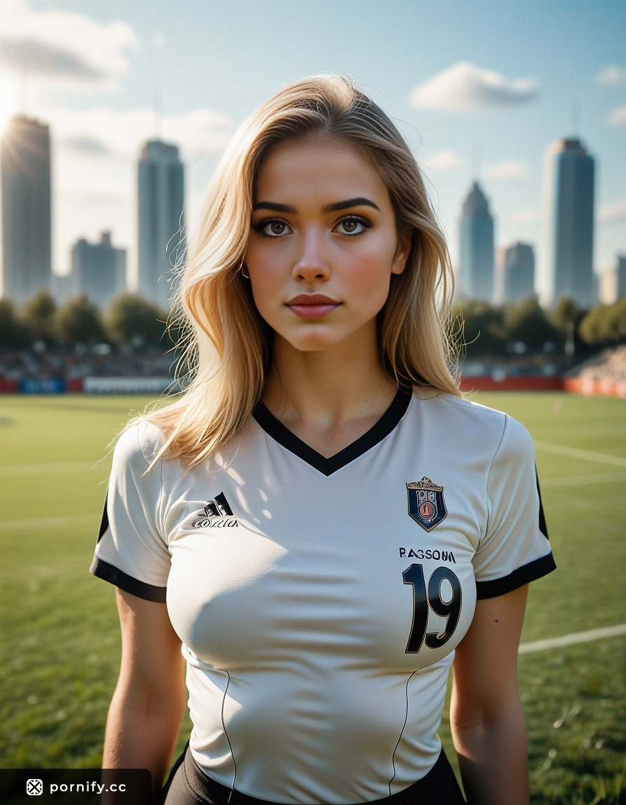 Fit Blonde Soccer Girl Shirtlift - Sexy Cityscape 🌆⚽🔥