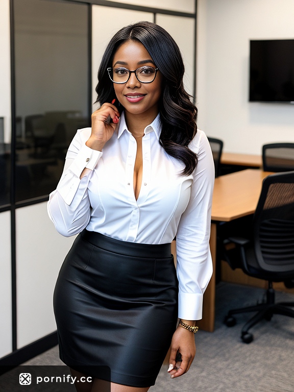 Ebony Secretary in Office Attire 👩🏿‍💼🔥