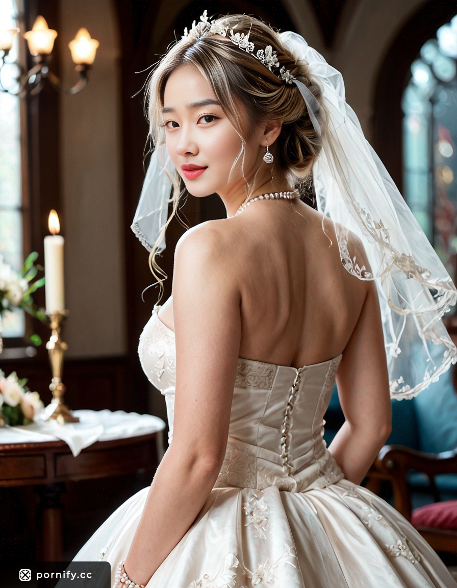 Asian Bride in Wedding Dress Back View 👰‍♀️✨