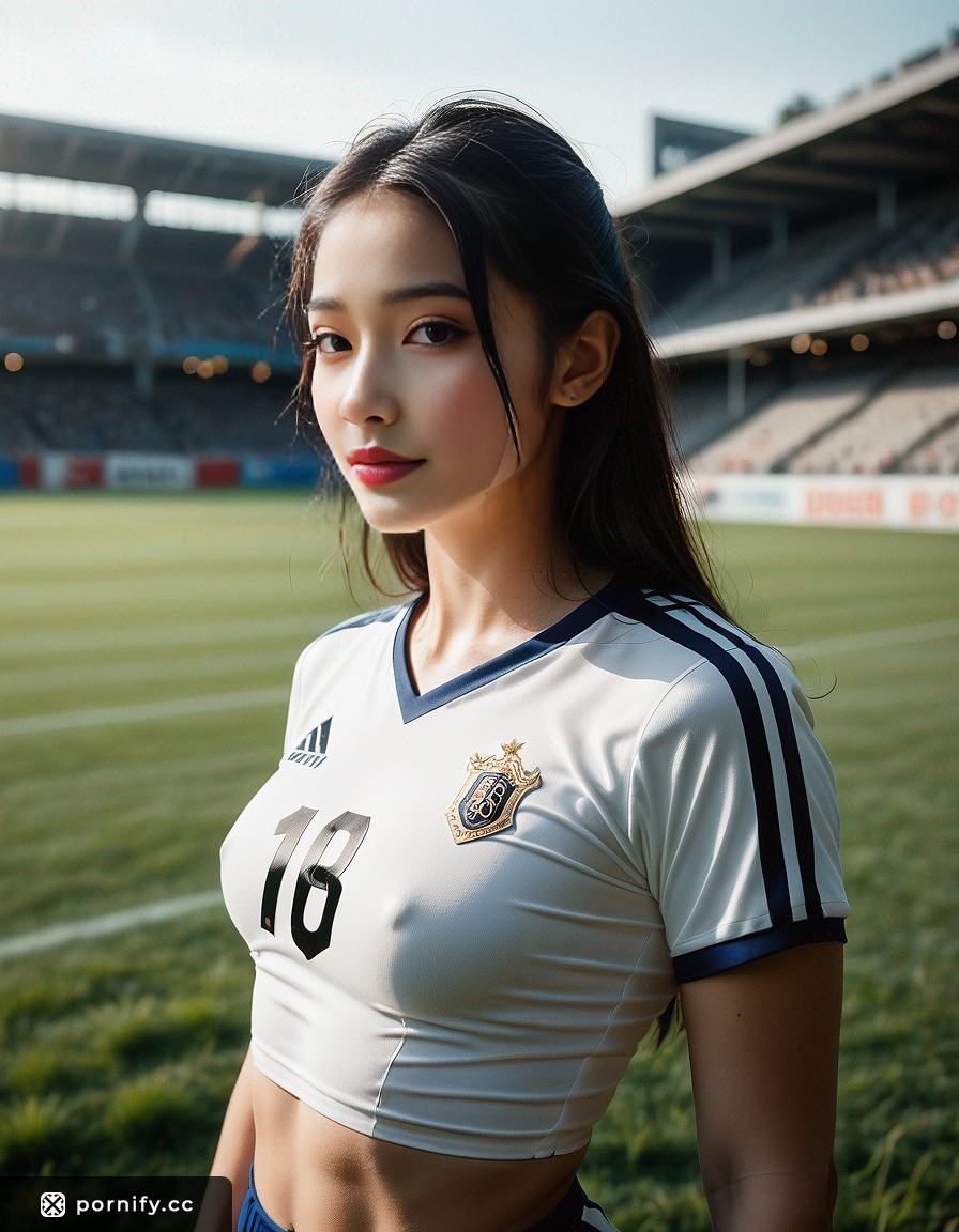 Asian Soccer Girl Shirt Lift - Petite Back View