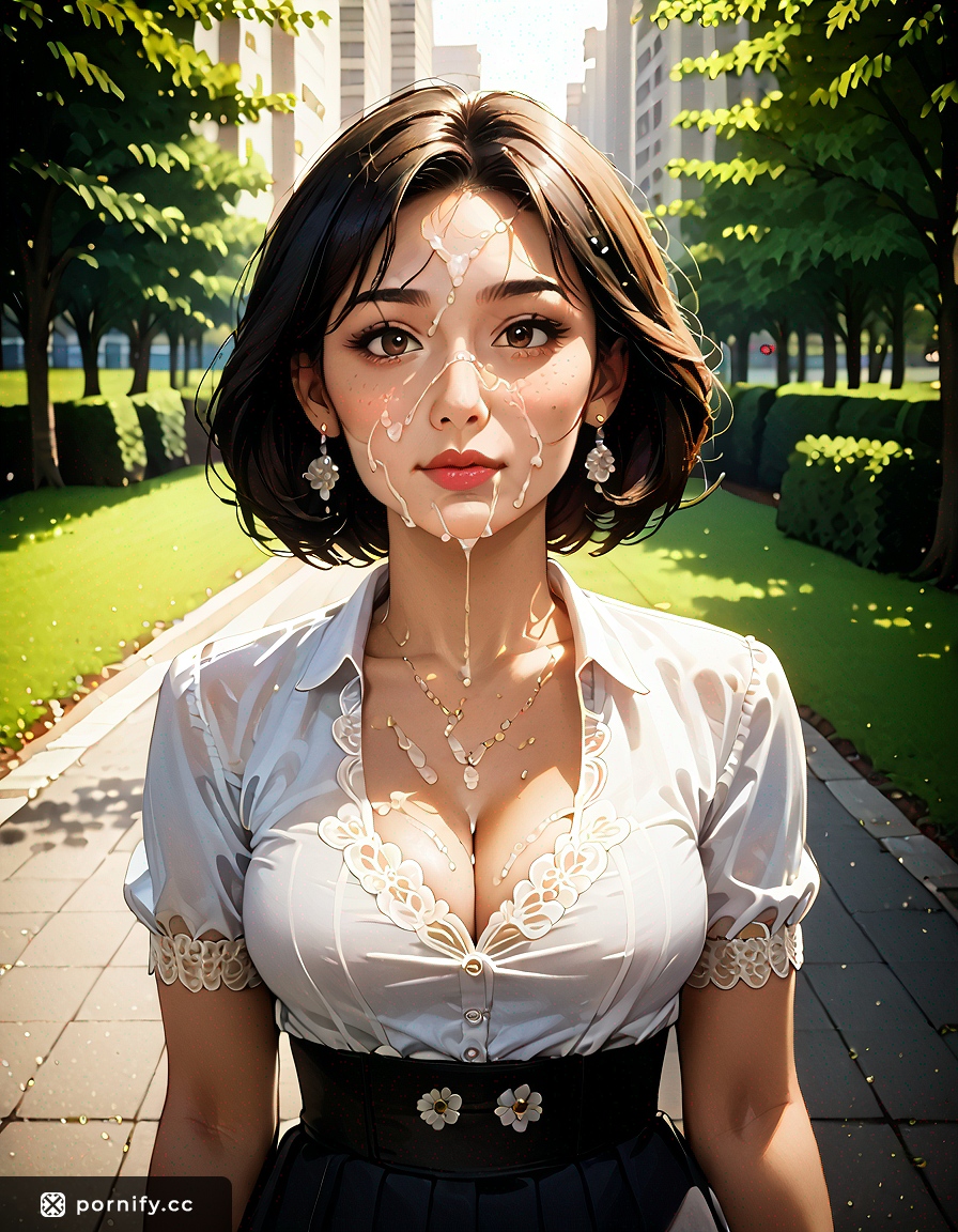 Cute Anime MILF in Skirt - Park Cumshot Scene 🌳👗💦