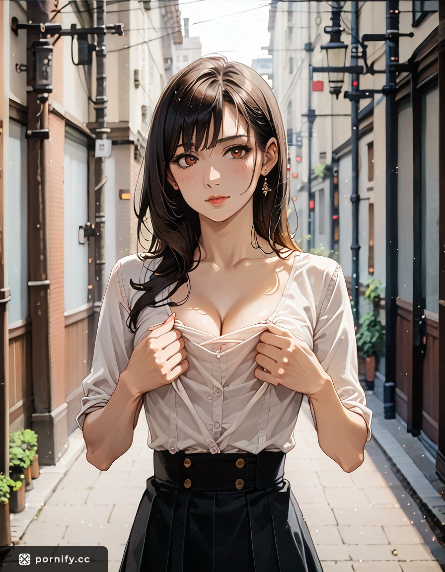 Anime Girl Shirt Lift - Black Hair & Skirt 👗🔥