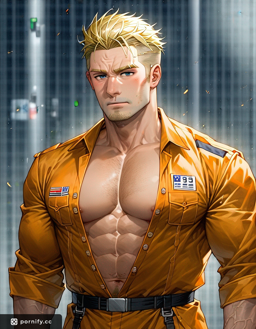 Muscular Blonde Prisoner - Anime Male Outdoor 🌟