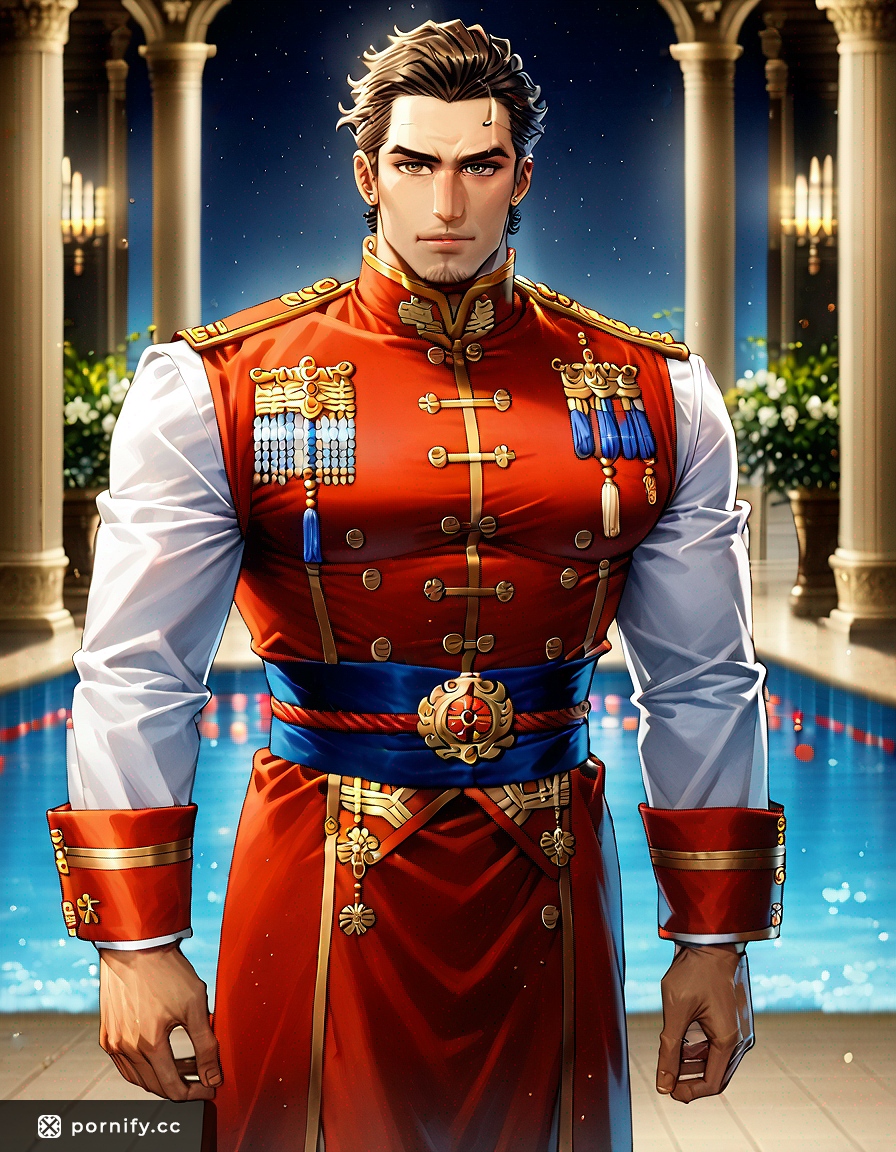 Prince Poolside Bathing - Fit Brunette Male Pose 🏊‍♂️👑