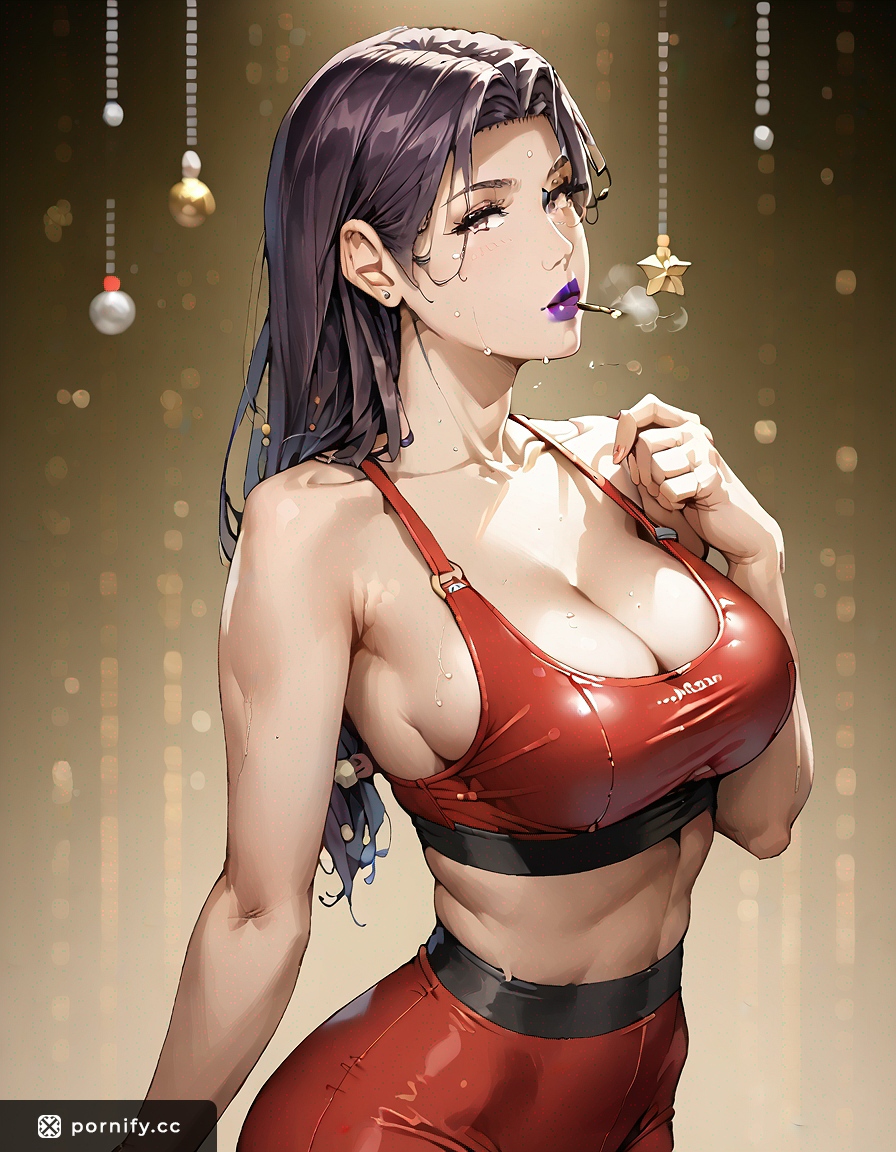 Anime Girl in Yoga Outfit - Christmas Studio Back View 🎄🧘‍♀️