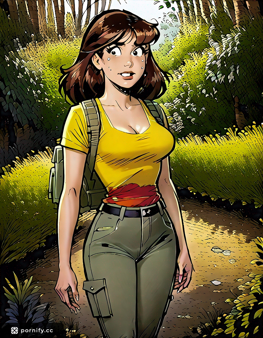 Anime Adventurer Shirtlift - Brunette with Big Breasts in Park 🌳🎨🔥