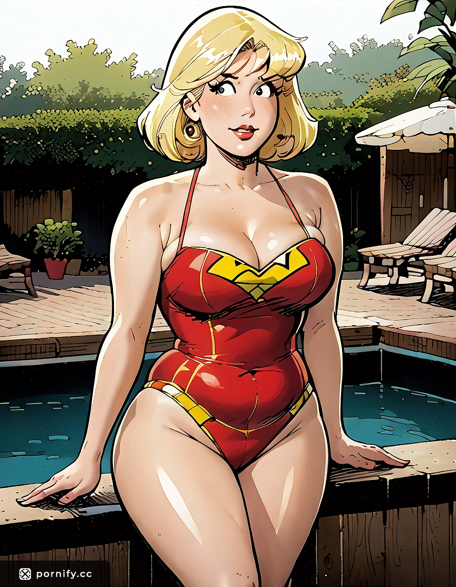 Blonde MILF Superhero by Pool 🌊💥