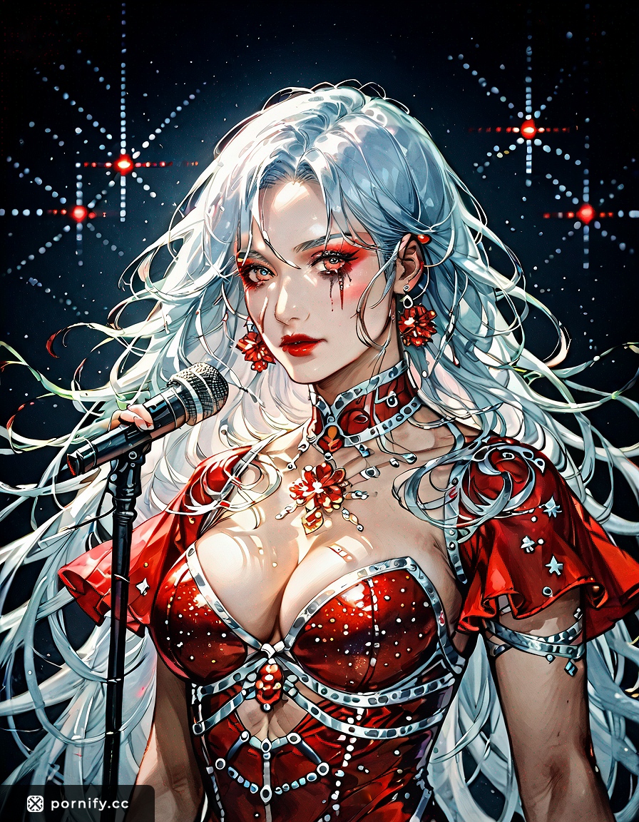 Anime Pop Star with Red Lipstick 🎤💋