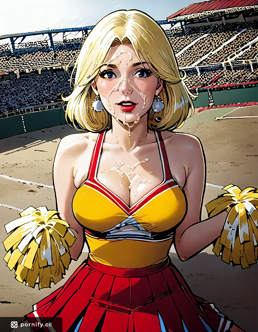 Blonde MILF Cheerleader Beach Cumshot - Anime Style 🏐🌊💦