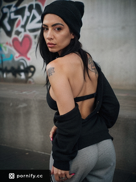 Skatepark Girl Back View - Black Hair & Small Breasts 🔥