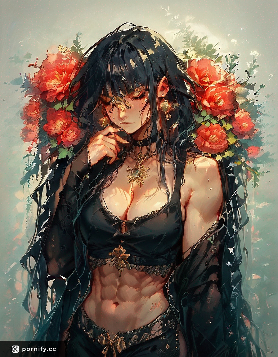 Muscular Hentai Pyjamas Babe - Front View Painting 🎨🔥