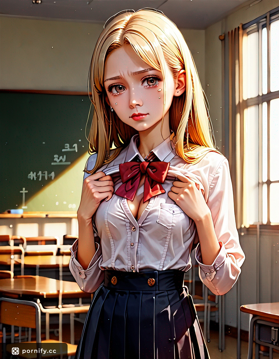 Blonde School Outfit Shirtlift - Anime 3D 🌟👚