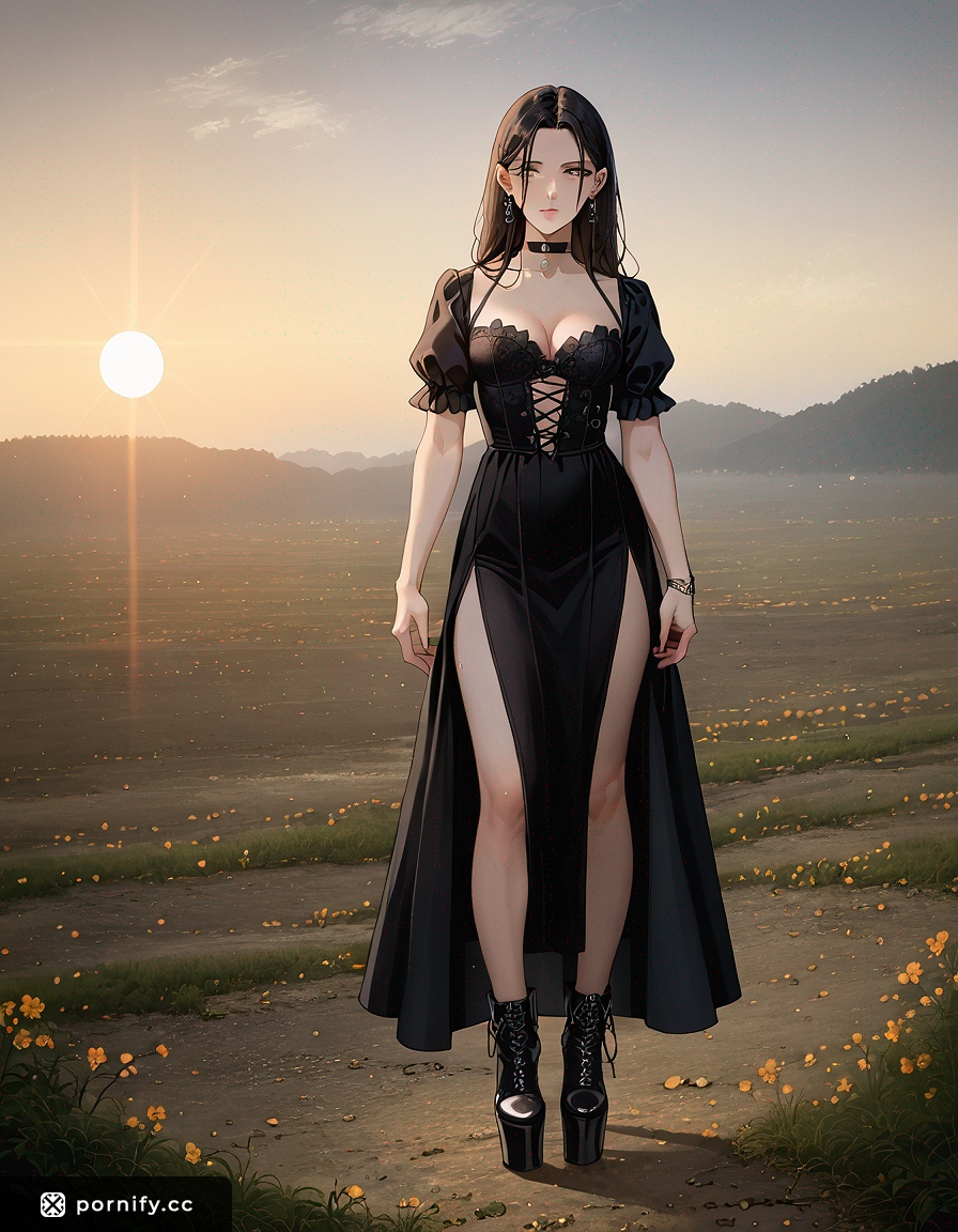 Goth Shirtlift AI Anime Girl - Slim Front View 🖤✨