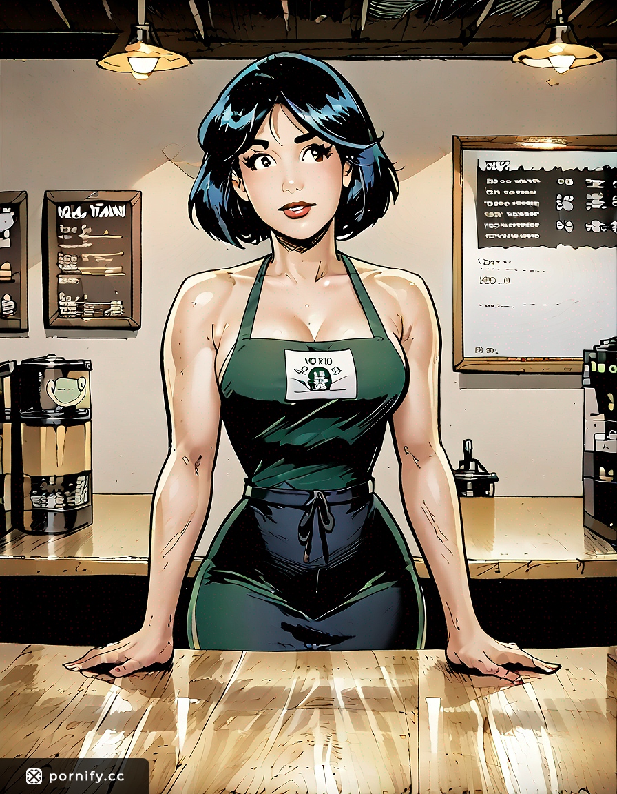 Anime Barista Bob Cut - Muscular Asian Beauty ☕💪