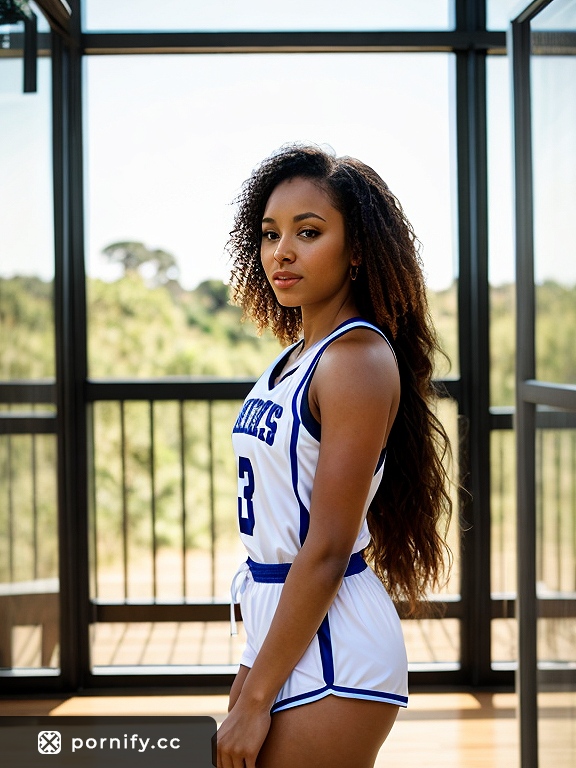 Ebony Petite Model in Basketball Jersey - Sexy Back View 🏀🔥