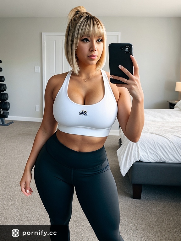Curvy Blonde in Leggings - Bedroom Pose 🛏️🔥