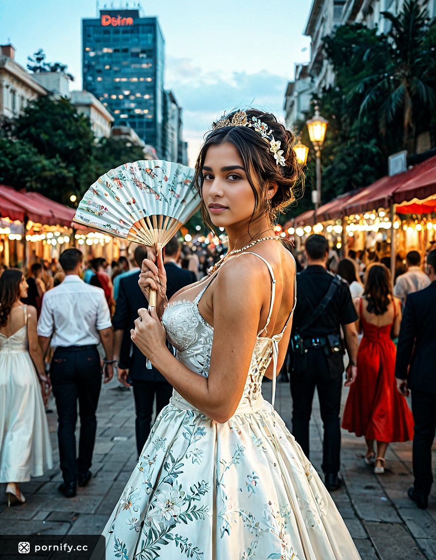 Hispanic Beauty in Carnival Attire - Sexy City Back View 🎡🌃🔥