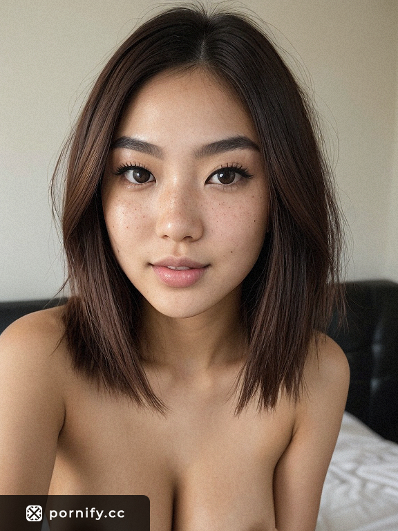 Sultry Teen Korean Girl with Big Boobs and Neutral Expression Posing Seductively in Front of Webcam Set - Photorealistic AI Model